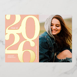 2026 Photo Peach Coral Graduation Announcement