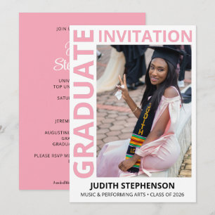 2026 PINK Graduation Photo Grad Party Invitation