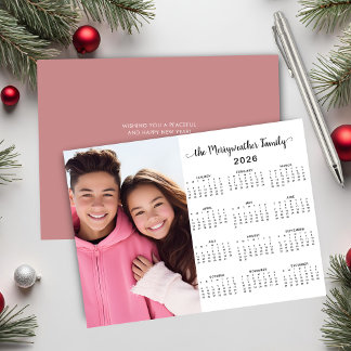 2026 Pink Modern Minimalist Family Photo Calendar