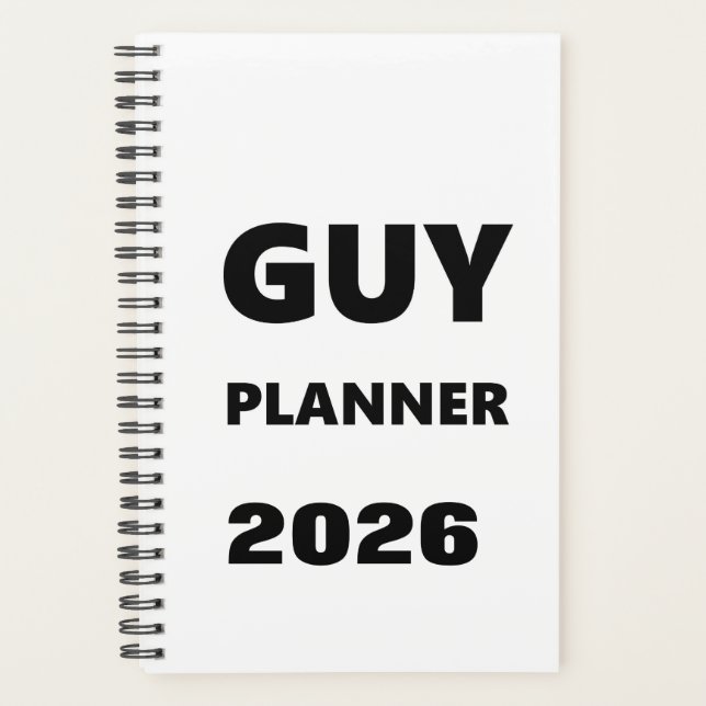2026 Planner For Men Guy Planner Black Font White (Front)