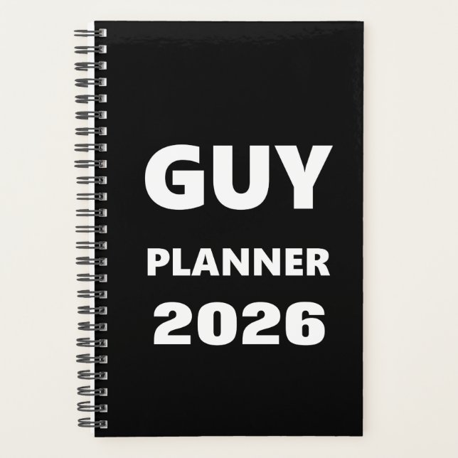 2026 Planner For Men Guy Planner White Font Black (Front)