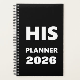 2026 Planner For Men His Planner Black Font White