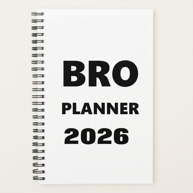 2026 Planner Men Bro Planner Black Font On White (Front)