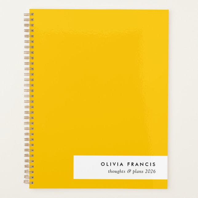 2026 Plans Trendy Bold Mustard Yellow Minimal Planner (Front)