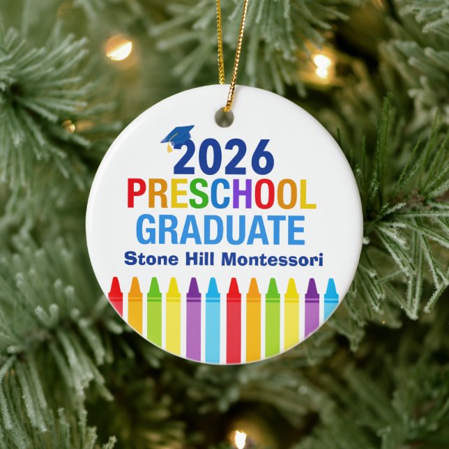 2026 Preschool Graduate Cute Custom Keepsake Ceramic Ornament (Tree)