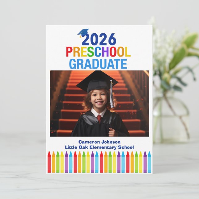 2026 Preschool Photo Custom Kids Graduation Announcement (Standing Front)