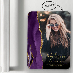 2026 Purple Agate Photo Graduation Announcement Magnet