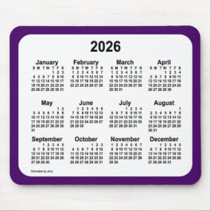 2026 Purple and White Calendar by Janz Two Tone Mouse Pad