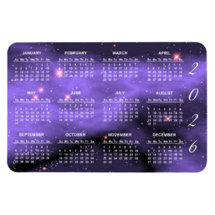 2026 Purple Space Galaxy Calendar Magnet
