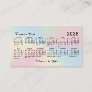 2026 Rainbow Cloud Calendar by Janz Business Card