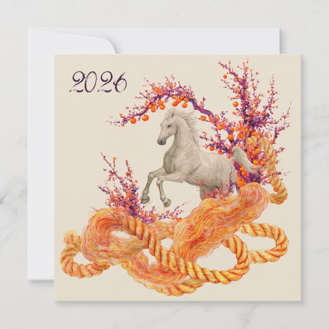 2026 Rearing Horse Lunar New Year Zodiac  Holiday Card (Front)