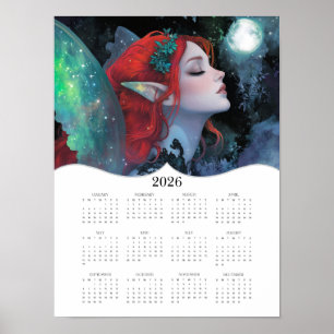 2026 Red Green Fairy Fantasy Full Year Calendar Poster