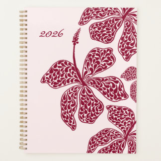 2026 Red Hibiscus Art Floral Planner