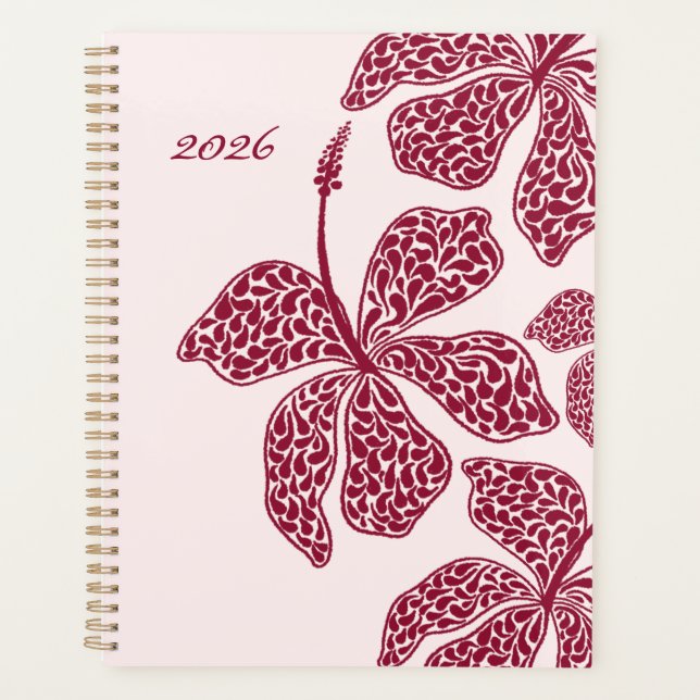 2026 Red Hibiscus Art Floral  Planner (Front)