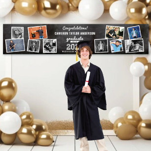 2026 Retro Chalkboard Sketch 10 Photo Grad Party Banner