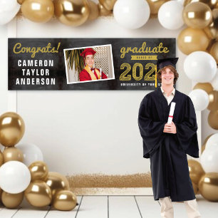 2026 Retro Chalkboard Sketch Congrats Grad Photo Banner