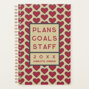 2026 Retro Red Heart Yellow Goals Name Planner