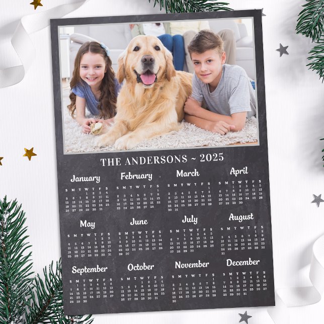 2026 Rustic Photo 12 Month Full Year Calendar Holiday Card (Creator Uploaded)