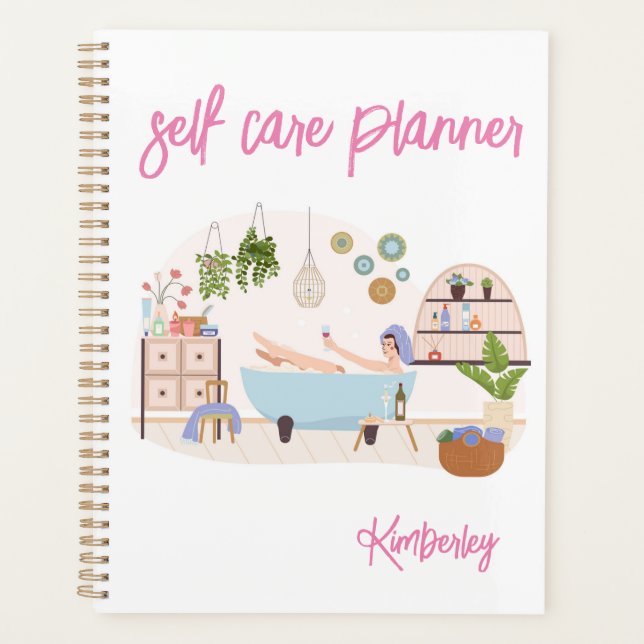 2026 Self Care Cute Girly Personalised Name Planner (Front)