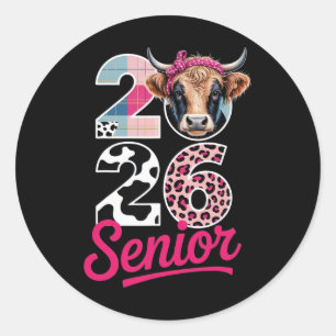 2026 Senior Cow Lovers Graduation Funny Cl Shirt F Classic Round Sticker