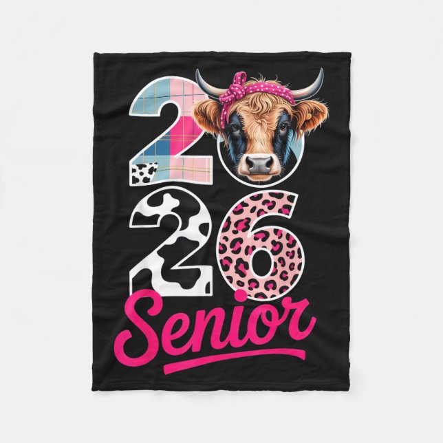 2026 Senior Cow Lovers Graduation Funny Cl Shirt F Fleece Blanket (Front)
