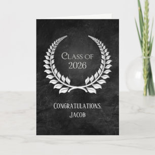 2026 Silver Graduation Laurel Wreath on Leather Card