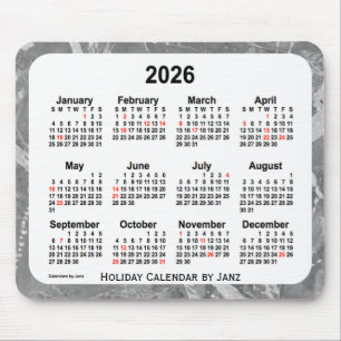 2026 Silver Holiday Art Calendar by Janz Mouse Pad