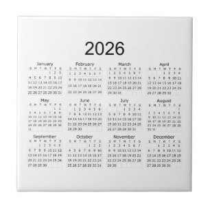 2026 Simple Minimalist Calendar Ceramic Tile