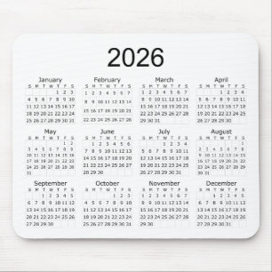 2026 Simple Minimalist Calendar Mouse Pad