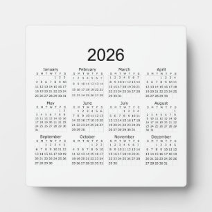 2026 Simple Minimalist Calendar Plaque