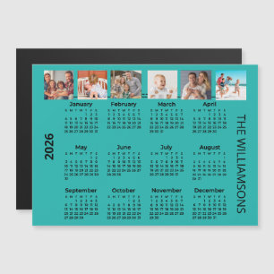 2026 Six Photos Colorful Calendar Magnet 