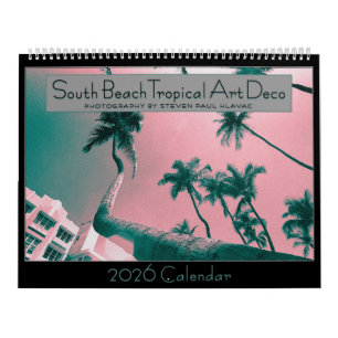 2026 South Beach Tropical Art Deco Calendar