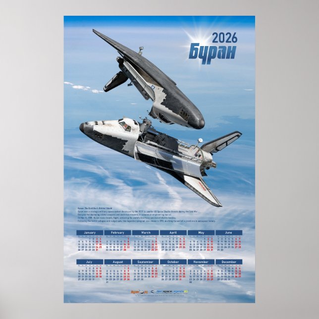 2026 Soviet Buran Shuttle Rendezvous Calendar Poster (Front)