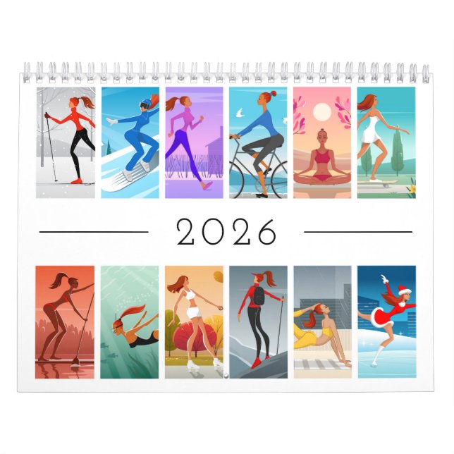 2026 Sport Fitness Young Woman Girl Colorful Calendar (Cover)