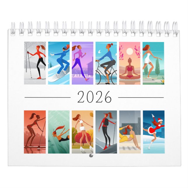 2026 Sport Fitness Young Woman Girl Colorful Calendar (Cover)