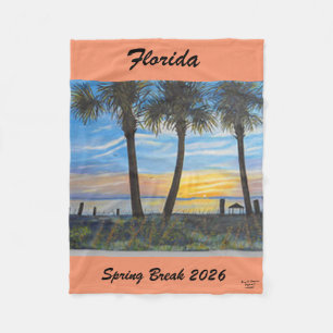 2026 SPRING BREAK FLORIDA PALM TREE  FLEECE BLANKET