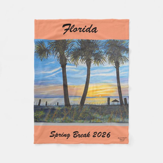 2026 SPRING BREAK FLORIDA PALM TREE  FLEECE BLANKET (Front)