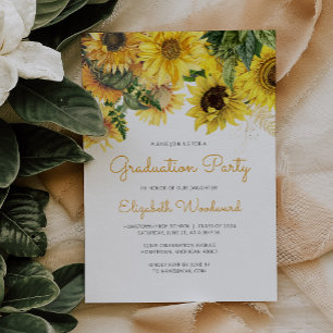 2026 Sunflower Floral Graduation Party Invitation