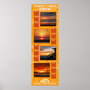 2026 Sunsets and Beach Vibes Calendar Poster