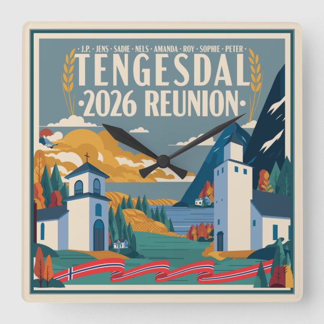 2026 Tengesdal Family Reunion Square Wall Clock (Front)