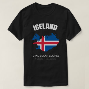 2026 Total Solar Eclipse Iceland Flag T-Shirt