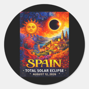 2026 Total Solar Eclipse Spain Cosmic Memorabilia Classic Round Sticker