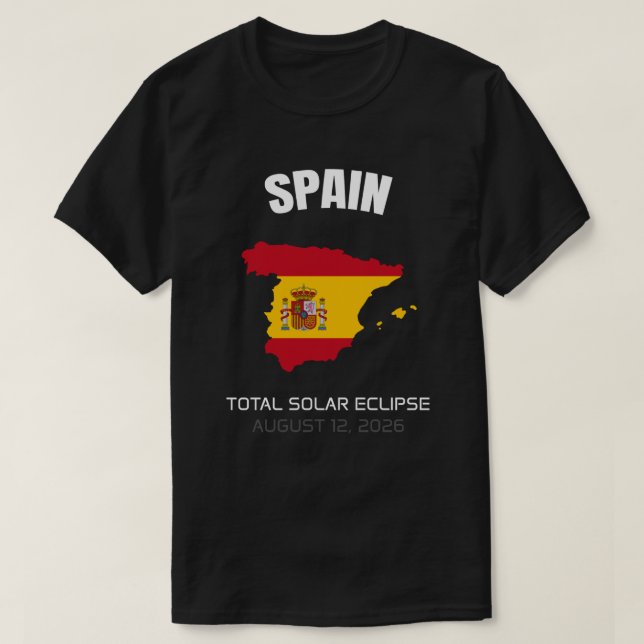 2026 Total Solar Eclipse Spain Flag T-Shirt (Design Front)