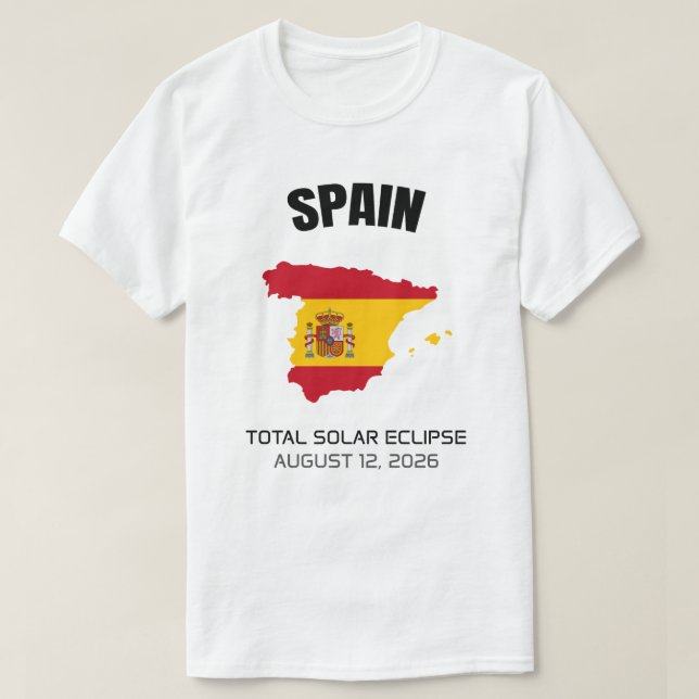 2026 Total Solar Eclipse Spain Flag T-Shirt (Design Front)