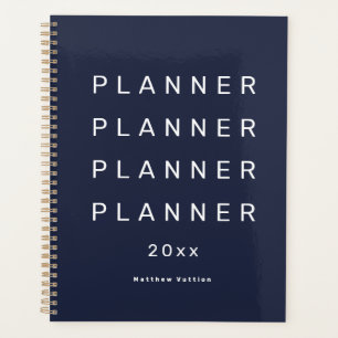 2026 Trendy Modern Navy Blue Weekly Dated Planner