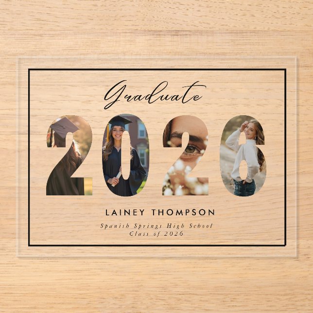 2026 Typography 4 Image Acrylic Graduation  Invitations (Front)