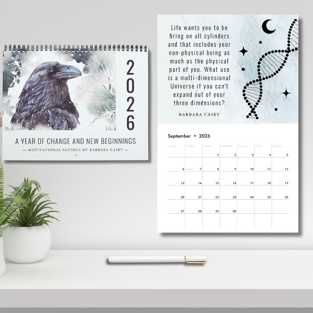 2026 Universal Year of Change Motivational Sayings Calendar (2026 Year of Changes New Beginnings Raven Symbolism Barbara Casey Quotes Calendar)