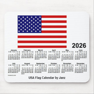 2026 USA Flag Calendar by Janz Mouse Pad