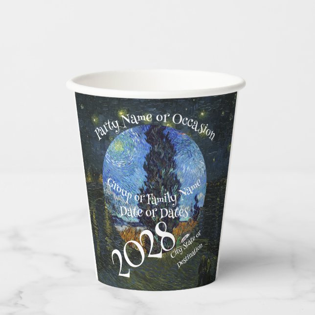 2026 Vacation Trip Tour Road Dinner Wine Ship Date Paper Cups (Front)