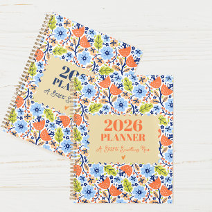 2026 Vintage Personalized Yearly & Monthly Floral Planner